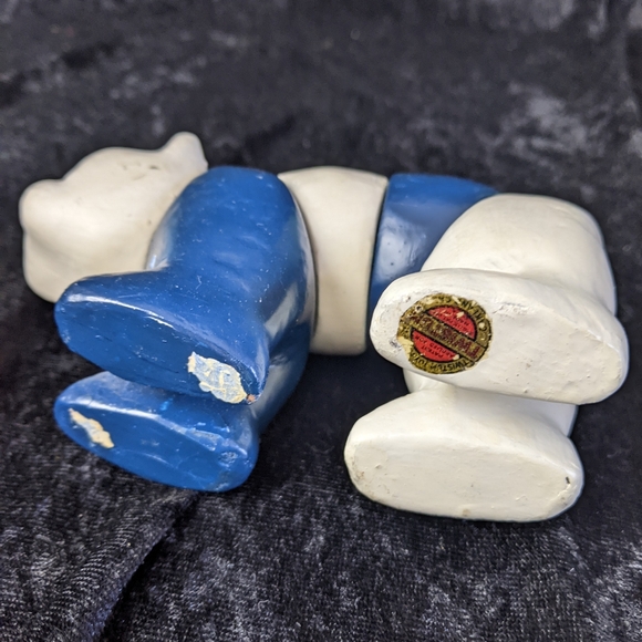 1920's Antique Twistums composite toy bear dog blue & white - Picture 5 of 10